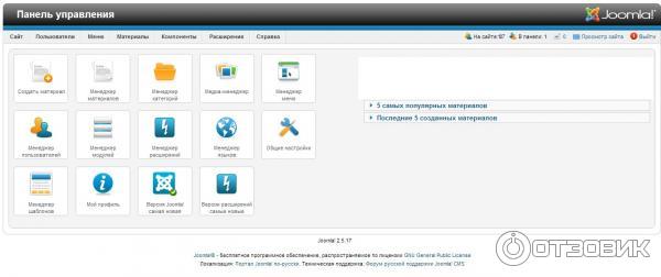 Админ-панель Joomla 2.5