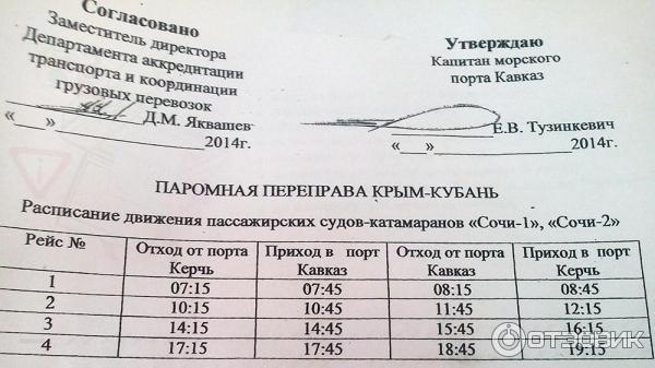 расписание катамаранов