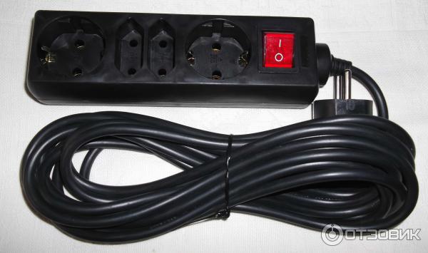 Удлинитель PC PET AP02009-5-BK, 5.0м, 4 розетки, Чёрный
