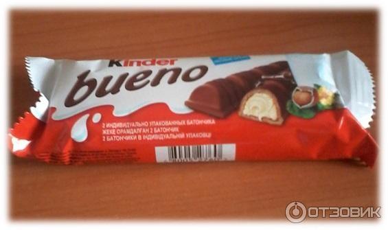 Вафли Kinder bueno покрытые молочным шоколадом с молочно-ореховой начинкой фото