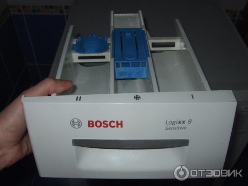 Как достать отсек для порошка. Стиральная машина Bosch Logixx 8. Лоток для порошка Bosch serie 4. Bosch Logixx 8 sensitive was20440oe. Бункер дозатора Bosch Maxx 5.