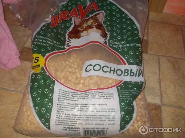 Наполнитель для кошачьего туалета brava сосновый