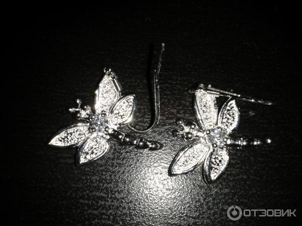 Серьги E009 Wholesale 925 silver earring, 925 silver fashion jewelryearring, Inlaid Dragonfly Earrings фото