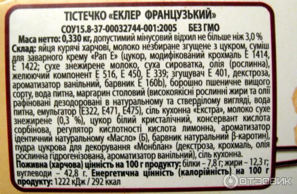 Эклеры ермолино состав