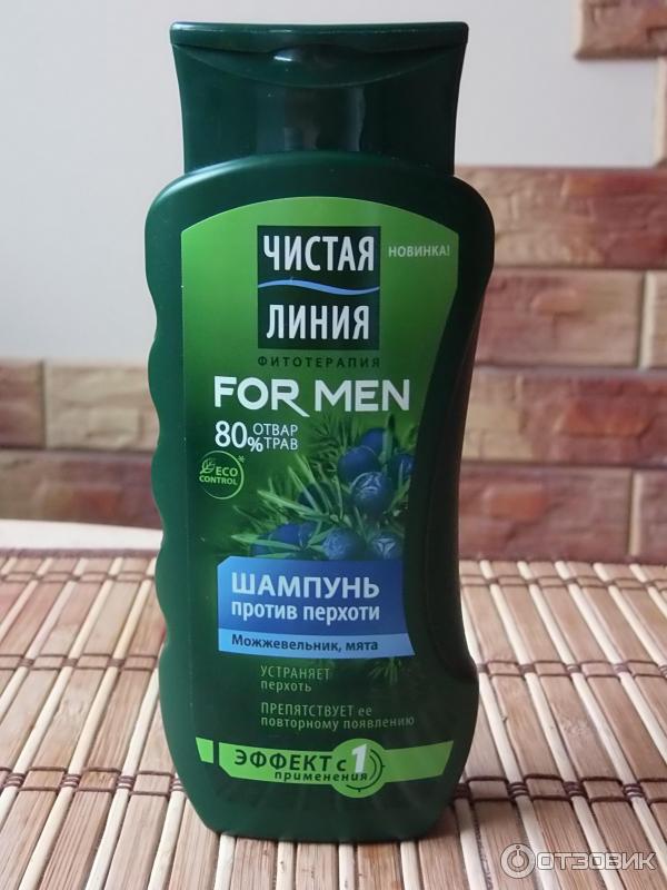 Шампунь против перхоти Чистая линия For Men Можжевельник, мята фото